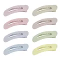 Lot de 8 grandes pinces à cheveux mates macaron avec design creux en forme de larme - Assortiment de Couleurs Macaron