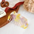 Cute cat-shaped acetate hair comb with purple marble pattern and gold cat whisker details - Multicolor