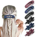 Matte finish floral hair clips set in navy blue, deep red, and black colors - Oval Hollow And Small Flower Style Navy Red Black