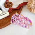 Pink and purple marble acetate wide-tooth comb in a cute cat shape with gold details - Rose Red