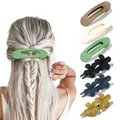 Elegant floral and hollow hair claws in various matte colors for women hair styling - Hollow Claw And Flower Duckbill Clip Green Beige Coffee