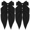 Set di 4 fermagli per capelli con fiocchi neri grandi in raso e lunghi nastri eleganti - Stile Nero (Set 3)