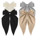 Set of four oversized satin hair bows in white, black, grey and champagne gold - Basic Four Colors Style (Set 8)