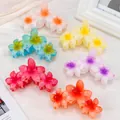 Lot de pinces à cheveux fleurs dégradées en six couleurs vives pour femmes - Triple Flower Translucent Gradient (Set Eleven)