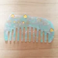Cat shaped acetate hair comb with marble mint green pattern and gold detailing - Light Green