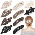 Matte haarclips in aardetinten met geometrische blad- en bloemvormige ontwerpen - Matte Haaraccessoire Grote Set (E)