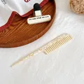 Peigne à queue en acétate motif marbre beige perlé pour une coiffure élégante - Jaune gemme