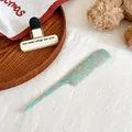 Peigne à queue en acétate à motif marbré vert menthe et bleu pour le coiffage des cheveux - Cyan
