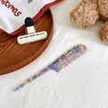Peigne à cheveux chic en acétate avec motif marbre et longue queue de style - Violet & Jaune