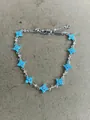 Exquisite 18k gold plated lucky clover bracelet with vibrant turquoise beads and sparkling cubic zirconia - Blue