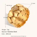 Detail of 18K gold plated stainless steel heart ring with AAA zircon micro-inlay - US 6 / Double Layer Heart Ring