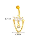 Elegant gold-plated butterfly belly piercing with zircon chain pendant, 3.75cm height - Butterfly Chain Tassel Style (2654-3) / Gold