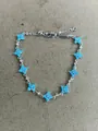 Elegant 18k gold plated bracelet featuring turquoise flower charms and clear zircon accents - Silver