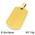 Detailed view of gold-plated stainless steel dog tag pendant with 33x19mm dimensions - Pendant Only (Without Chain) (KP118330-ZLA) / Gold