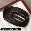 Large tortoiseshell acetate hair claw clip with golden H metal detail, 10x6.5cm - Black Brown