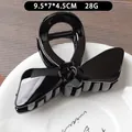 Pinza per capelli a fiocco nero lucido in plastica di alta qualità per acconciature chignon - Nero