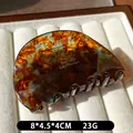 French style tortoise shell claw clip in blue and amber acetate, size 8x4.5x4cm - Blue Brown