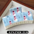 Winter snowman pattern hair claw clip in creamy white with blue pine tree design - Snowman