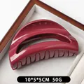 Minimalist wine red semi-circle hollow hair claw clip with glossy resin finish - Shiny Red