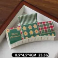 Dark green Christmas hair claw clip with gingerbread man and festive plaid patterns - Teddy Bear
