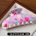 Purple Christmas shark hair clip 10.5cm with festive tree and stocking patterns - Christmas Tree