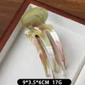 Pince à cheveux à motif marbré vert et rouge à quatre dents dans un coffret à bijoux - Vert et Rose