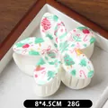 Pince à cheveux fleur de frangipanier motif Noël avec imprimés festifs taille 8x4,5cm - Sapin Blanc