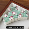 Light green Christmas hair claw clip with Santa and Reindeer print, size 8.5cm - Green Base Snowman