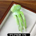 Pince à cheveux motif marbre vert en acétate pour queue de cheval haute 9x3.5x6cm - Vert