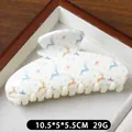 White Christmas hair claw clip with colorful deer and star patterns, 10.5cm large size - Blue Brown Deer