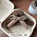 Dunkelbraune Plüsch-Haarklammer mit Schleife, 15x8,5 cm großes Haar-Accessoire für Damen - Dunkelkaffee