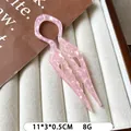 U-vormige haarpin met roze marmeren textuur van acetaat voor elegante knotjes 11x3cm - U-vormige Gegolfde Stijl / Roze