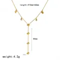 Dimensiones detalladas del collar de estrella dorada en Y, largo 410mm y caída 80mm - Estilo Estrella de Ocho Puntas (TN3726) / Dorado
