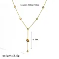 Elegante collar de acero inoxidable dorado con colgante de ojo y dijes de cristal - Estilo Ojo Turco (TN3725) / Dorado
