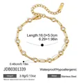 Gold stainless steel zirconia bracelet featuring a 16+5cm adjustable chain length - Round Rhinestone Ring Link Style (JDB0301339)
