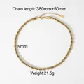 Collana a catena a fune in acciaio inossidabile dorato, larghezza 5mm e lungo 380mm - Stile Catena a Fune Dorata (JDN20128-1)