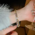 Eleganter verstellbarer Armreif mit champagnerfarbenen Zirkonia für Damen im Luxus-Stil - Gelber Zirkon