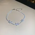 Elegante bracciale in argento con farfalle in zircone, lunghezza regolabile da donna - Farfalla d'argento