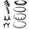 Set of four black candy colored plastic headbands with various tooth designs and dimensions - Various Black Styles