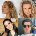 Detail showing wavy slim hairbands in various colors worn by models in daily lifestyle settings - Morandi Color Wave Styles
