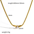 Maße der vergoldeten Edelstahl-Schlangenkette mit Anhänger und tropfenförmigem Kristall. - Weißer Strass Schlangenkette Stil (TN3736) / 1 Stück / Gold