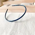 Minimalist navy blue slim headband with non-slip teeth for secure daily wear - Navy Blue