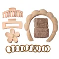 Set accessori capelli toni Morandi con cerchietto imbottito, fermagli a pinza ed elastici - Caffè Chiaro