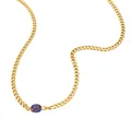 Golden Cuban link necklace featuring a blue-purple oval gemstone bead for women - 34+5cm / Multicolor Necklace