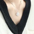 Artistic silver portrait pendant necklace featuring a woman in wide-brimmed hat on beads chain - 40+5cm / Silver Necklace