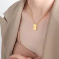 Elegant gold-plated square pendant necklace featuring engraved letter M on a fine chain - Letter M Style (P1506-M)