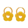 Orecchini a cerchio dorati con ciondoli a fiori in resina gialla stile dolce - Orecchini / Giallo Limone