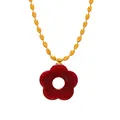 Collana chic a catena dorata con ciondolo a forma di fiore in resina rossa da donna - Collana / Rosso