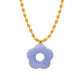 Collana a catena con sfere dorate e ciondolo a fiore in resina viola per donna - Collana / Viola Chiaro
