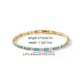 Detailansicht des 18 Karat vergoldeten Türkis-Armbands mit genauen Maßen und Abmessungen - Türkis mit Zirkonia-Stil / 2.5*5+2.5mm / Gold